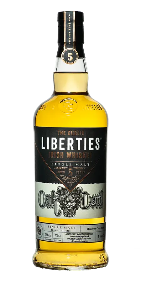 A bottle of Oak Devil Irish Whiskey
